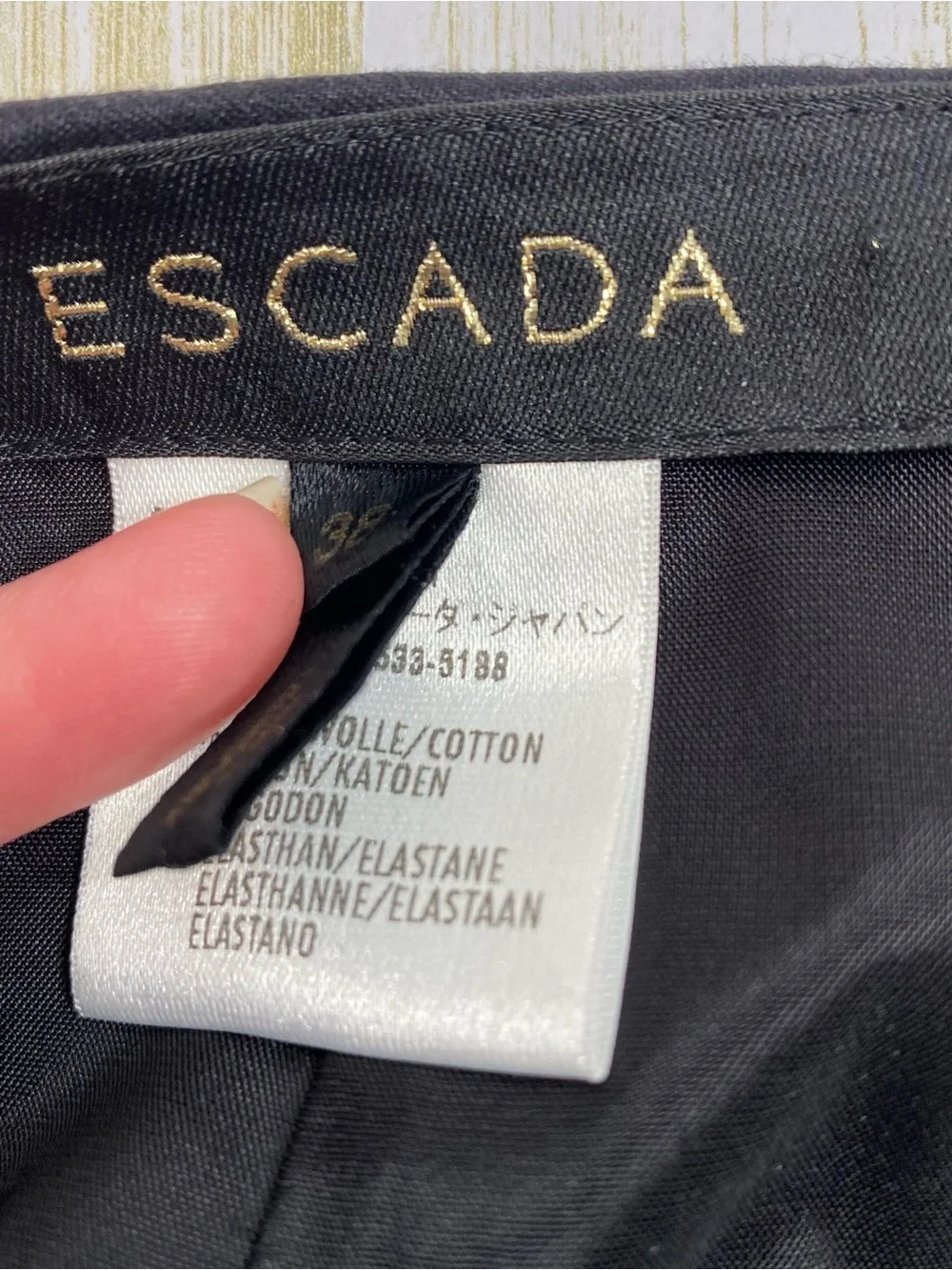 Escada Black Cotton Blend Pencil Skirt
